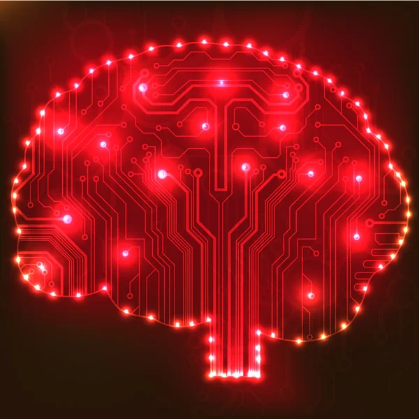 Circuit board computer style brain vector technology background — Stock Vector