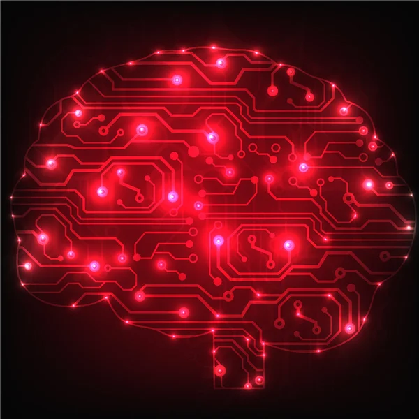 Circuito computer stile cervello vettoriale tecnologia di sfondo — Vettoriale Stock