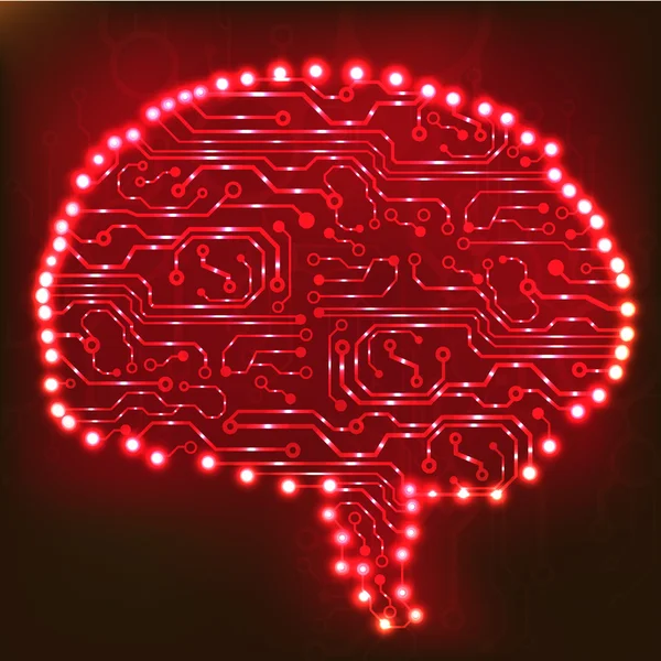 Printplaat computer stijl hersenen vector technische achtergrond. eps10 afbeelding met abstracte circuit hersenen — Stockvector