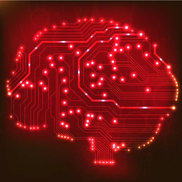 Circuit board computer style brain vector technology background — Stock Vector