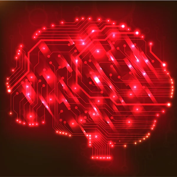 Circuit carte informatique style cerveau vecteur technologie arrière-plan — Image vectorielle