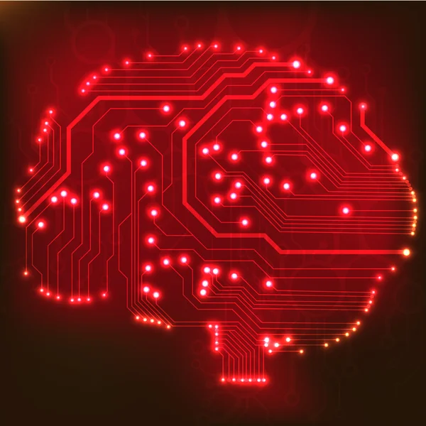 电路板的计算机风格大脑矢量技术背景 — 图库矢量图片
