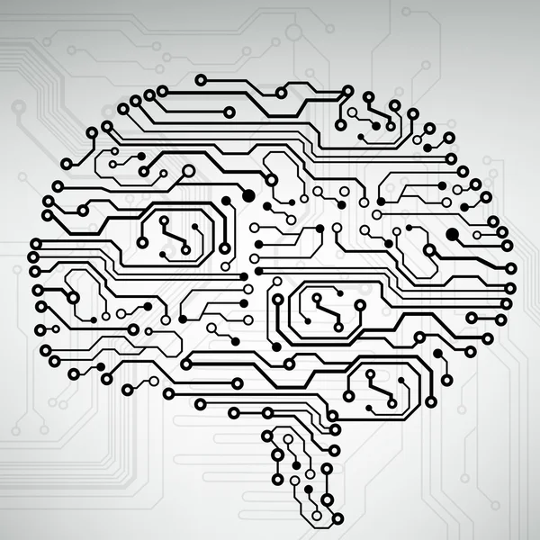 Circuit carte informatique style cerveau vecteur technologie arrière-plan — Image vectorielle