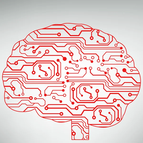 Circuito computer stile cervello vettore tecnologia di sfondo. Illustrazione EPS10 con cervello a circuito astratto — Vettoriale Stock