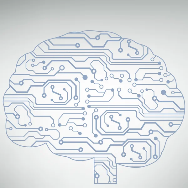 回路基板コンピューター スタイル脳ベクター技術の背景 — ストックベクタ