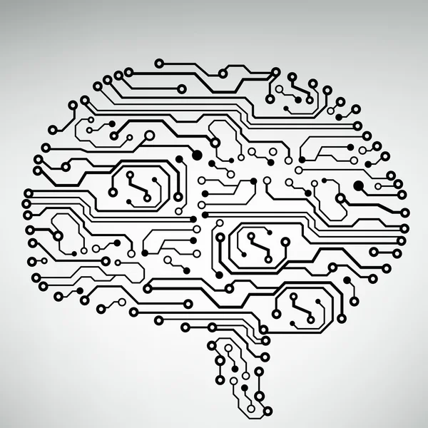 Circuito computer stile cervello vettoriale tecnologia di sfondo — Vettoriale Stock