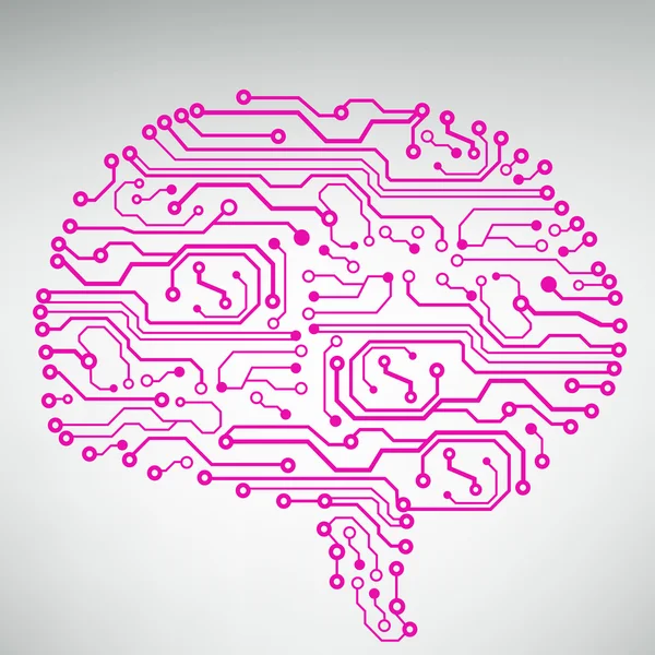 Circuit carte informatique style cerveau vecteur technologie arrière-plan — Image vectorielle