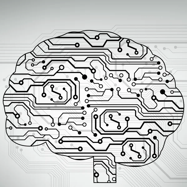 Circuito computer stile cervello vettoriale tecnologia di sfondo — Vettoriale Stock