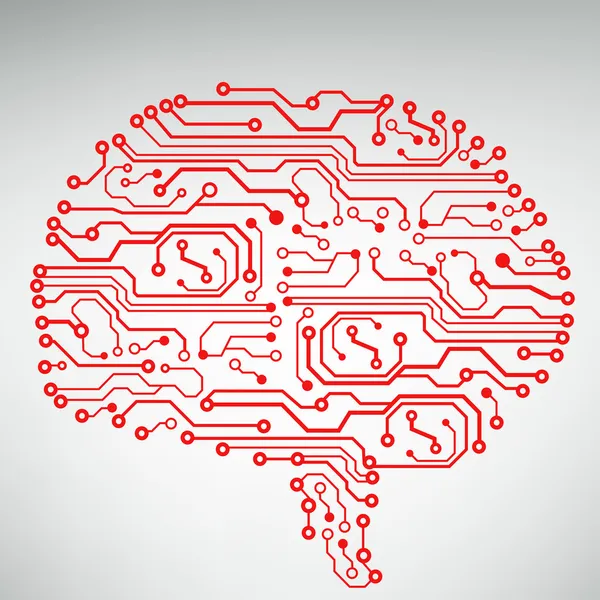 Placa de circuito computador estilo cérebro vetor tecnologia de fundo. EPS10 ilustração com circuito cerebral abstrato — Vetor de Stock