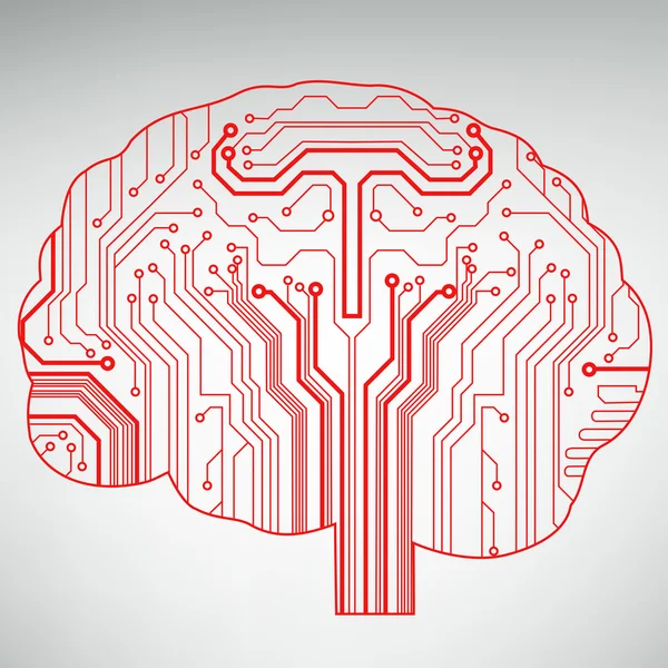 Circuito computer stile cervello vettoriale tecnologia di sfondo — Vettoriale Stock