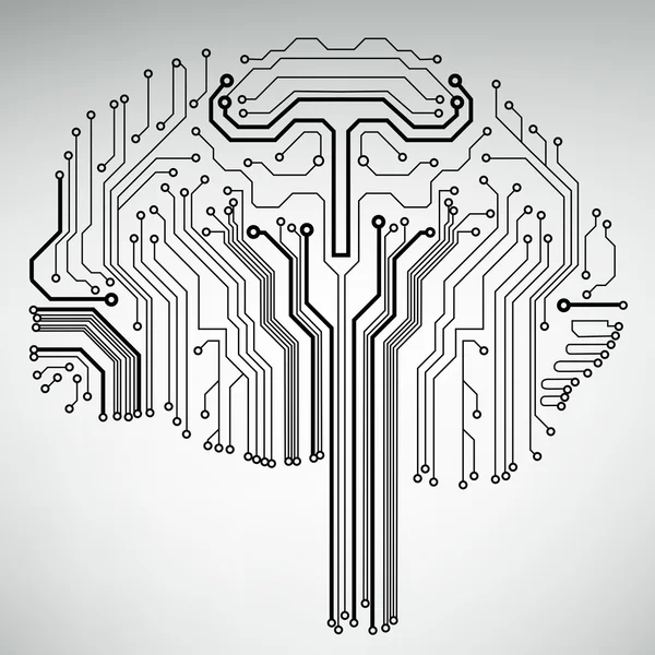 Мозговые векторные технологии в компьютерном стиле — стоковый вектор