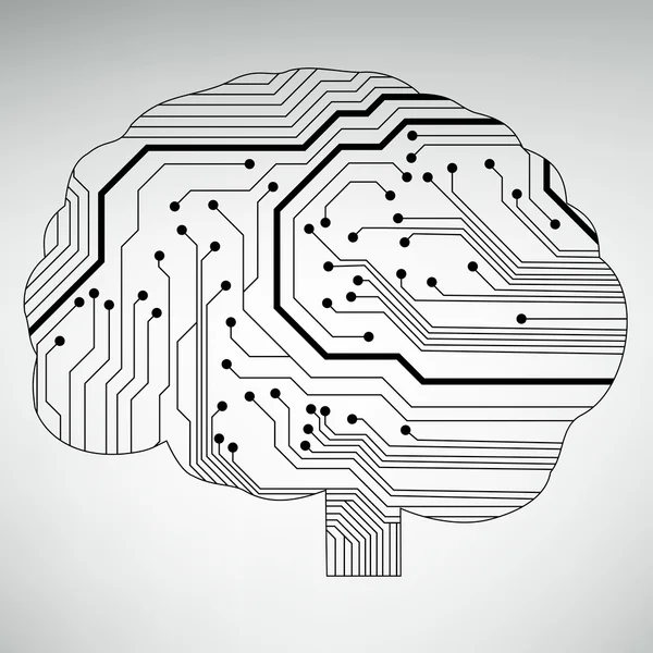 Printplaat computer stijl hersenen vector technologie achtergrond — Stockvector