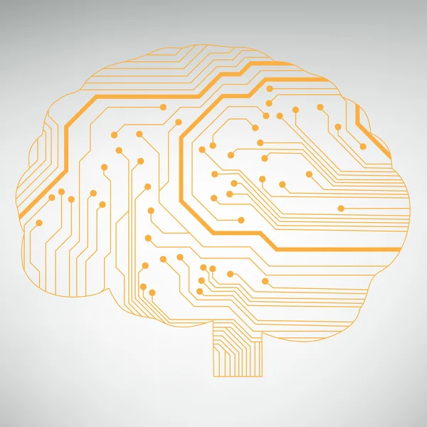 Circuito computer stile cervello vettore tecnologia di sfondo. Illustrazione EPS10 con cervello a circuito astratto — Vettoriale Stock