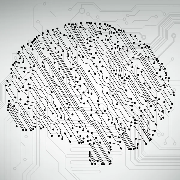 Circuito computer stile cervello vettoriale tecnologia di sfondo — Vettoriale Stock