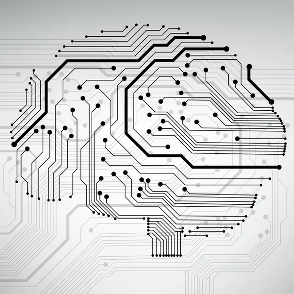 Circuito computer stile cervello vettoriale tecnologia di sfondo — Vettoriale Stock