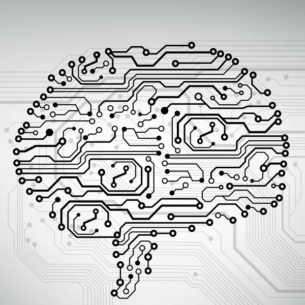 Placa de circuito computador estilo cérebro vetor tecnologia fundo — Vetor de Stock