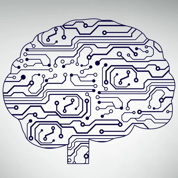 Circuito computer stile cervello vettoriale tecnologia di sfondo — Vettoriale Stock