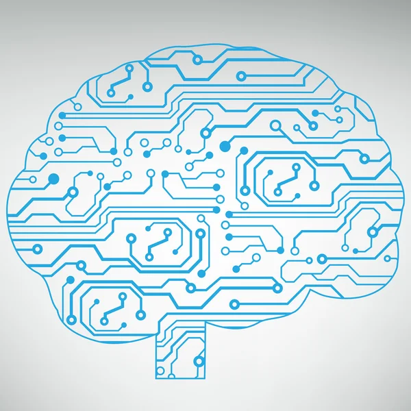 Printplaat computer stijl hersenen vector technische achtergrond. eps10 afbeelding met abstracte circuit hersenen — Stockvector