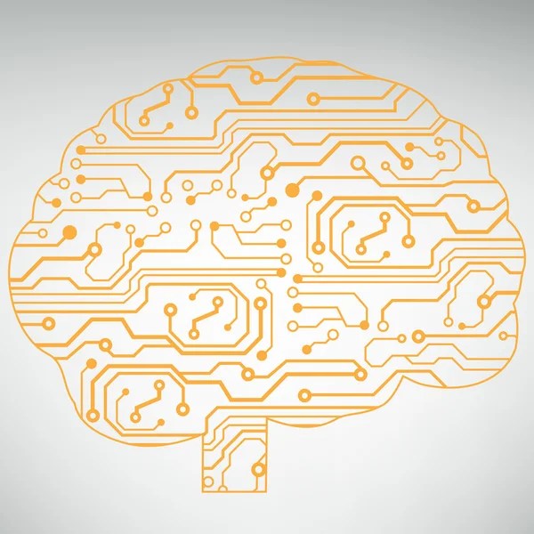 Circuit carte informatique style cerveau vecteur technologie arrière-plan — Image vectorielle