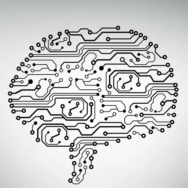 Printplaat computer stijl hersenen vector technologie achtergrond — Stockvector