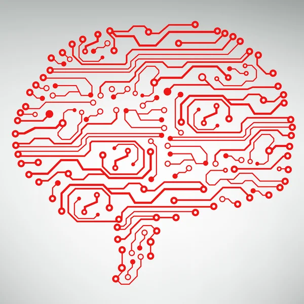 Circuit carte informatique style cerveau vecteur technologie arrière-plan — Image vectorielle