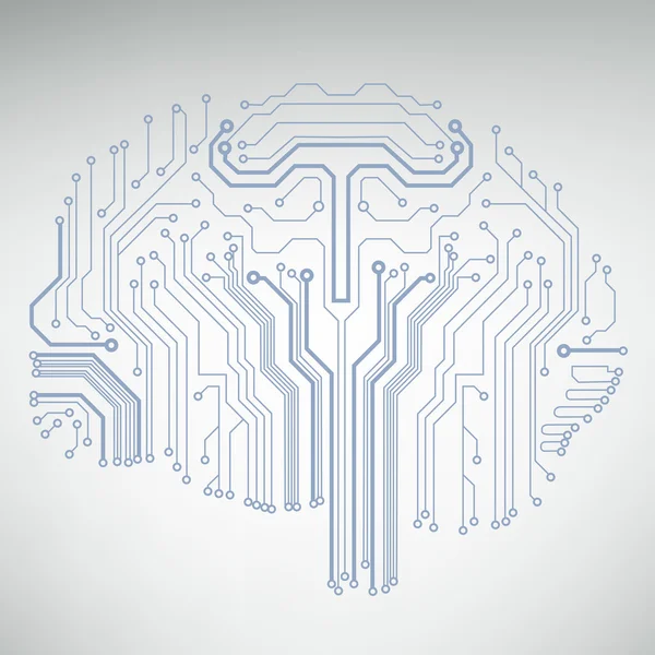 Circuit board computer style brain vector technology background — Stock Vector