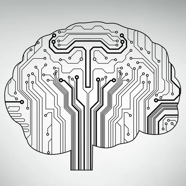 Circuito computer stile cervello vettoriale tecnologia di sfondo — Vettoriale Stock