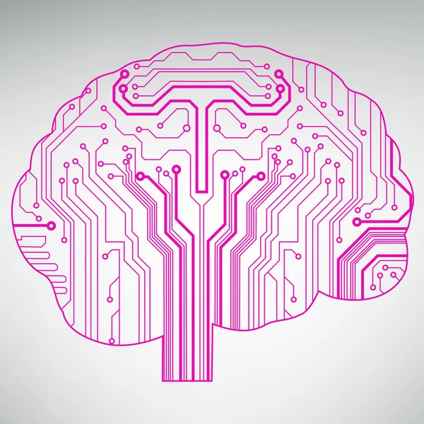 Schaltplatine Computer Stil Gehirn Vektor-Technologie Hintergrund. eps10 Illustration mit abstrakten Schaltkreisen Gehirn — Stockvektor