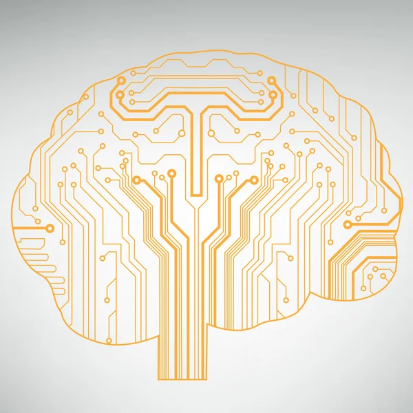 回路基板コンピューター スタイル脳ベクトル技術背景。eps10 脳は抽象的な回路図 — ストックベクタ