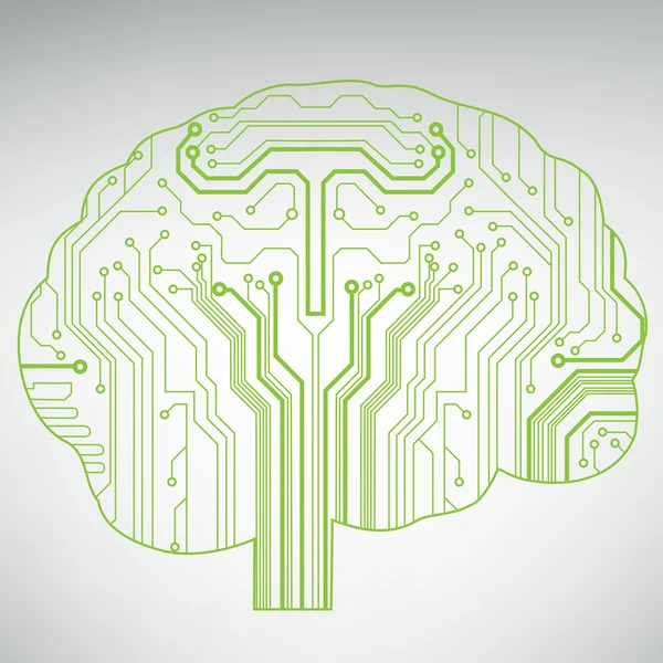 Circuit carte informatique style cerveau vecteur technologie arrière-plan. Illustration EPS10 avec cerveau de circuit abstrait — Image vectorielle
