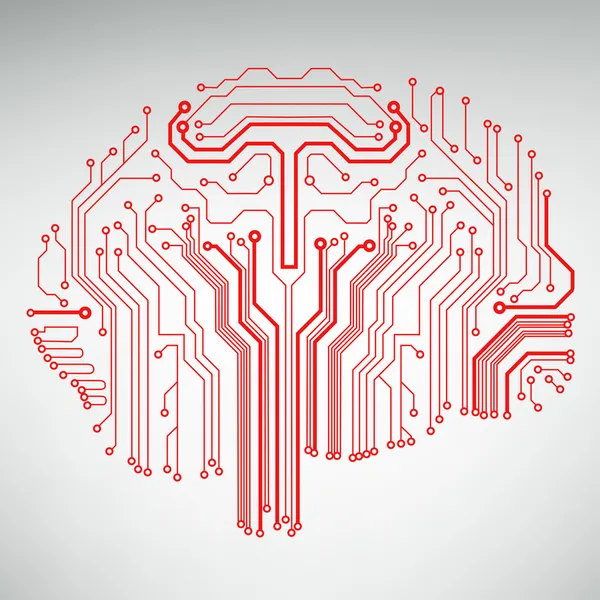 Circuit carte informatique style cerveau vecteur technologie arrière-plan — Image vectorielle