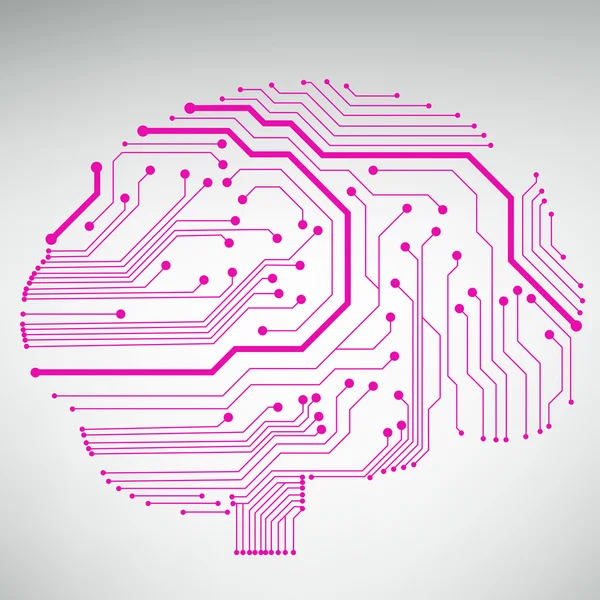 Circuit carte informatique style cerveau vecteur technologie arrière-plan — Image vectorielle