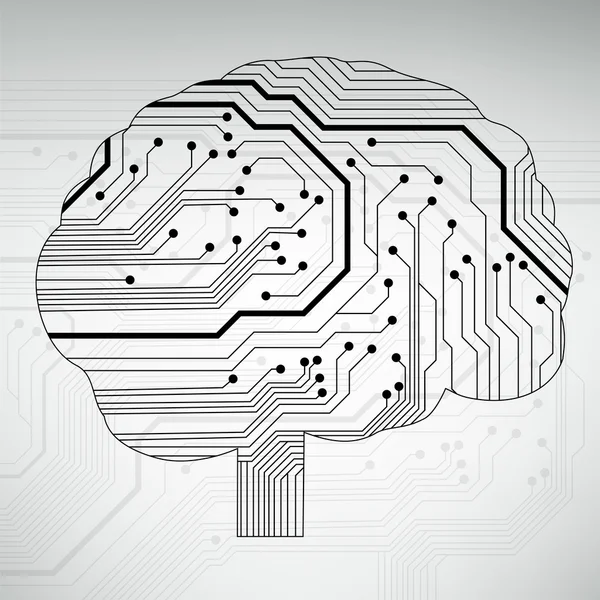 Circuito computer stile cervello vettoriale tecnologia di sfondo — Vettoriale Stock