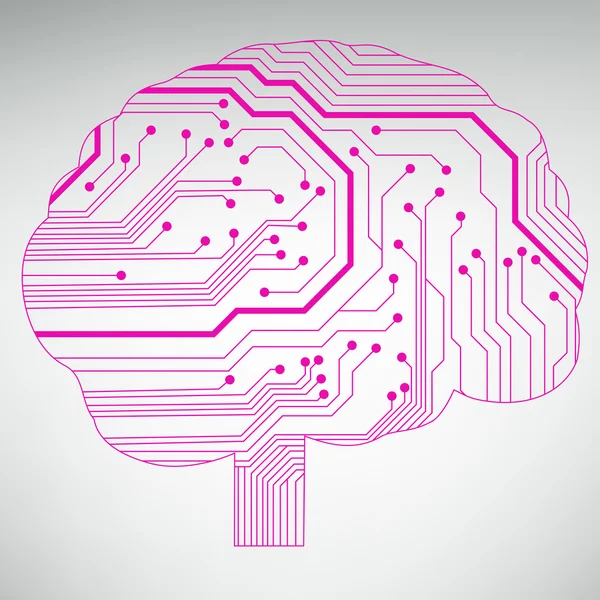 Circuit board computer style brain vector technology background — Stock Vector