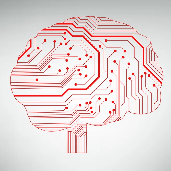 Placa de circuito computador estilo cérebro vetor tecnologia de fundo. EPS10 ilustração com circuito cerebral abstrato —  Vetores de Stock