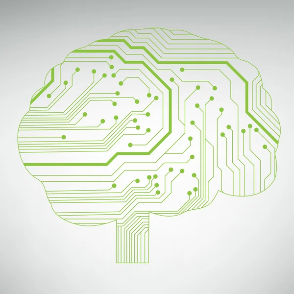 Circuit board computer style brain vector technology background — Stock Vector