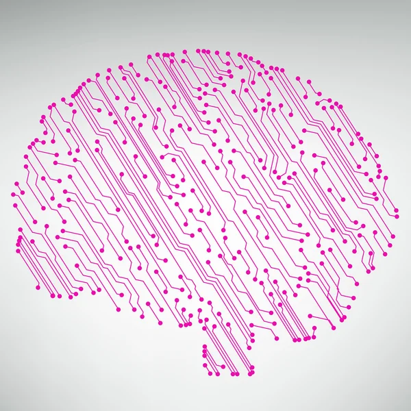 Placa de circuito de computadora estilo cerebro vector tecnología fondo. Ilustración EPS10 con cerebro de circuito abstracto — Archivo Imágenes Vectoriales