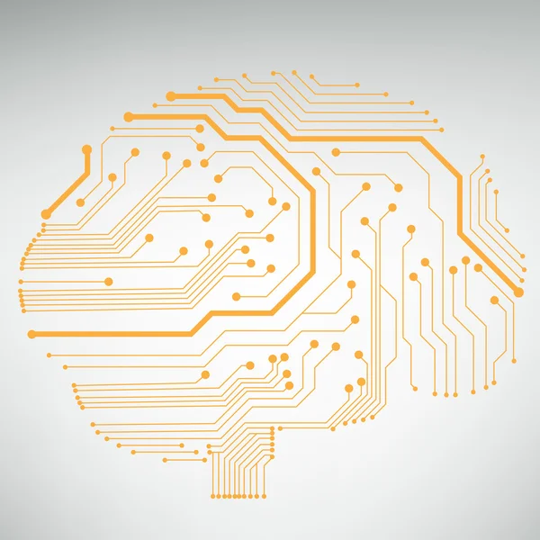 Circuito computer stile cervello vettoriale tecnologia di sfondo — Vettoriale Stock