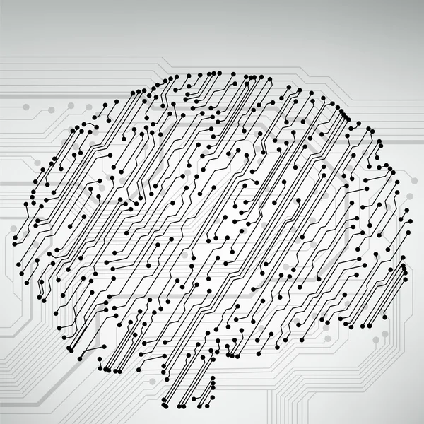 Circuito computer stile cervello vettoriale tecnologia di sfondo — Vettoriale Stock