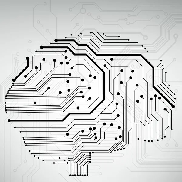 Placa de circuito computadora estilo cerebro vector tecnología fondo — Archivo Imágenes Vectoriales