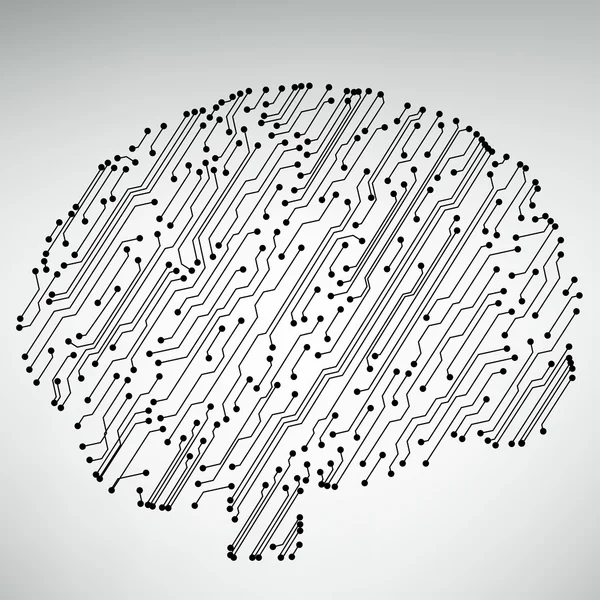 Circuito computer stile cervello vettoriale tecnologia di sfondo — Vettoriale Stock