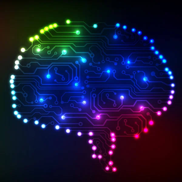 Circuit carte informatique style cerveau vecteur technologie arrière-plan. Illustration EPS10 avec cerveau de circuit abstrait — Image vectorielle
