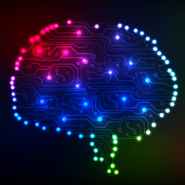 Circuit carte informatique style cerveau vecteur technologie arrière-plan. Illustration EPS10 avec cerveau de circuit abstrait — Image vectorielle