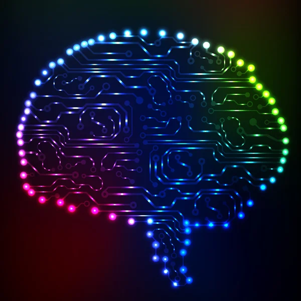Printplaat computer stijl hersenen vector technische achtergrond. eps10 afbeelding met abstracte circuit hersenen — Stockvector
