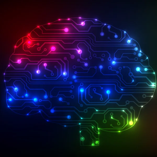 Schaltplatine Computer Stil Gehirn Vektor-Technologie Hintergrund. eps10 Illustration mit abstrakten Schaltkreisen Gehirn — Stockvektor
