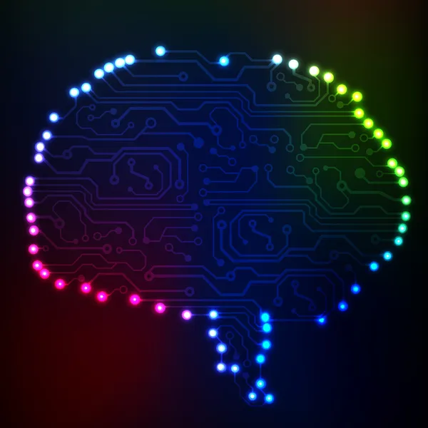 Circuit board datamaskinstil hjerne vektor teknologi bakgrunn. EPS10 illustrasjon med abstrakt kretshjerne – stockvektor