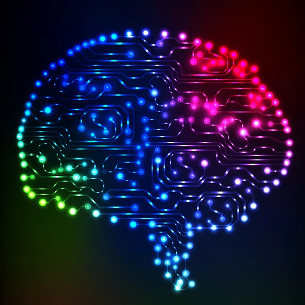 회로 보드 컴퓨터 스타일 두뇌 벡터 기술 배경입니다. 추상적인 회로 두뇌와 eps10 그림 — 스톡 벡터