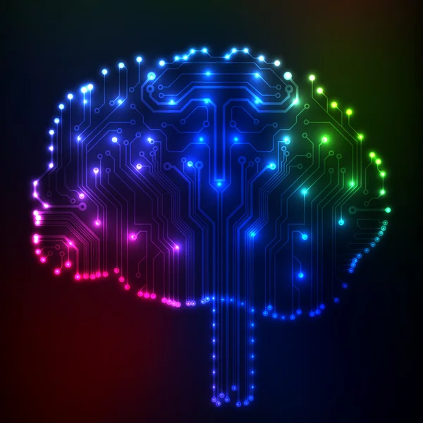 Мозговые векторные технологии в компьютерном стиле. Иллюстрация EPS10 с абстрактным мозгом — стоковый вектор