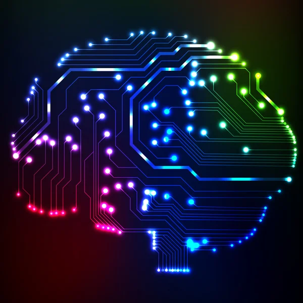 Circuit carte informatique style cerveau vecteur technologie arrière-plan. Illustration EPS10 avec cerveau de circuit abstrait — Image vectorielle