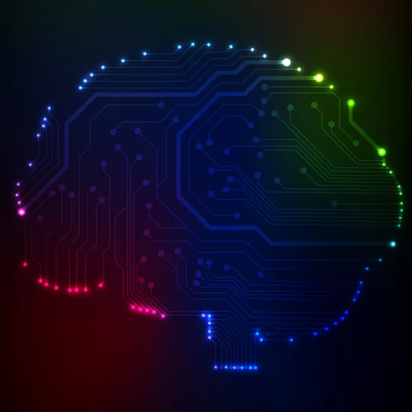 Devre kartını bilgisayarın tarzı beyin vektör teknolojik altyapı. eps10 illüstrasyon soyut devre beyin ile — Stok Vektör